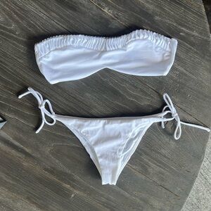 PEIXOTO white bikini set - bandeau top and side tie bottoms